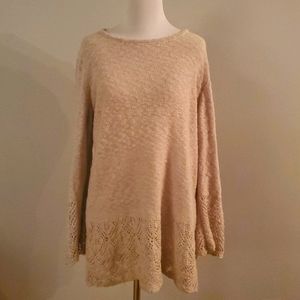 Style & Co cream knit sweater decorative sleeves